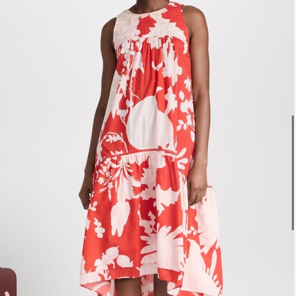 figue Dresses & Skirts - Figue Zaza Embroidered Sleeveless Tiered High-Low Midi Dress